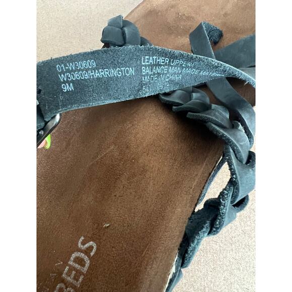 White Mountain Harrington Black Leather Buckle Footbed Slip On Sandals Sz 9M - Picture 8 of 11